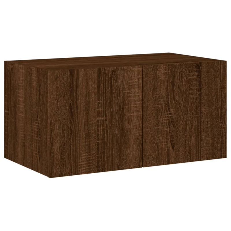 Ścienna szafka TV z LED, brązowy dąb, 60x35x31 cm