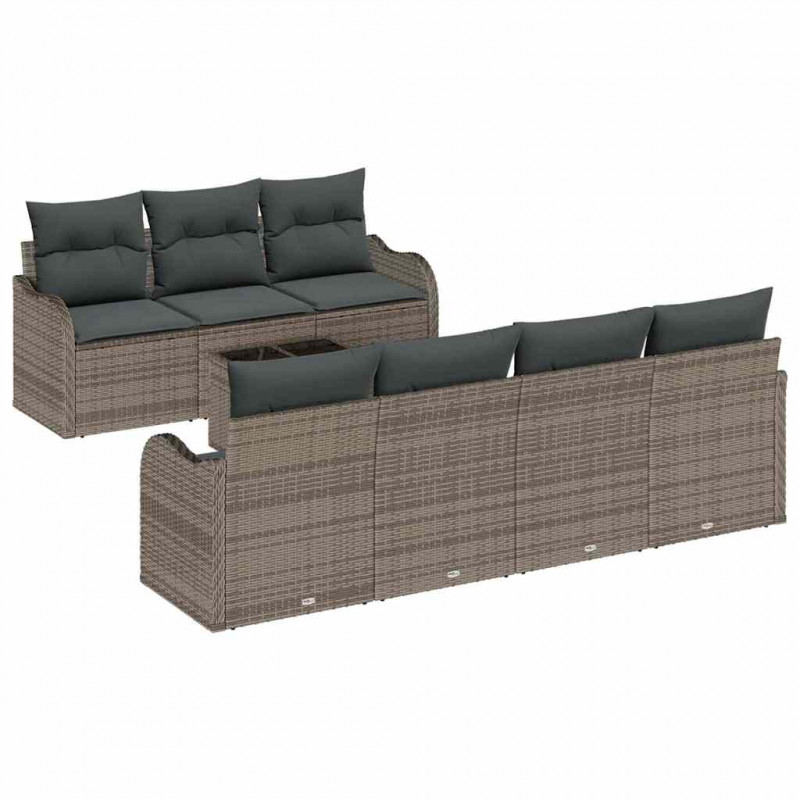 Zestaw Sof na Ogród z poduszką z przechowywaniem 8 pcs Szary