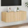 Ścienna szafka TV z LED, dąb sonoma, 80x35x31 cm