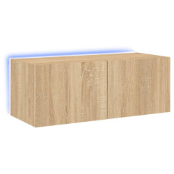 Ścienna szafka TV z LED, dąb sonoma, 80x35x31 cm