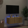 Ścienna szafka TV z LED, dąb sonoma, 80x35x31 cm