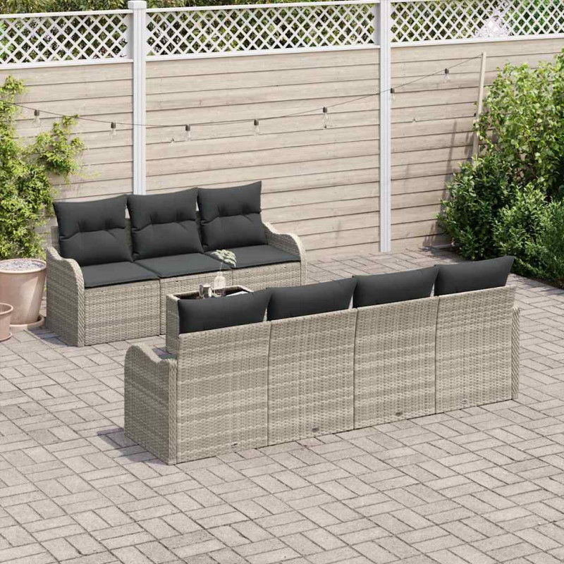 Zestaw Sof na Ogród z poduszką 8 pcs Jasnoszary i ciemnoszary