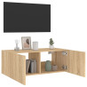 Ścienna szafka TV z LED, dąb sonoma, 80x35x31 cm