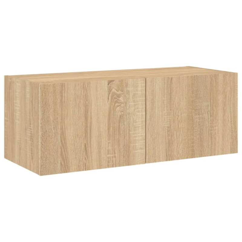 Ścienna szafka TV z LED, dąb sonoma, 80x35x31 cm