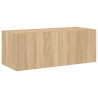Ścienna szafka TV z LED, dąb sonoma, 80x35x31 cm