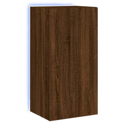 Ścienna szafka TV z LED, brązowy dąb, 40,5x35x80 cm