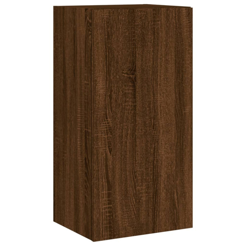 Ścienna szafka TV z LED, brązowy dąb, 40,5x35x80 cm