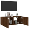 Ścienna szafka TV z LED, brązowy dąb, 80x35x31 cm
