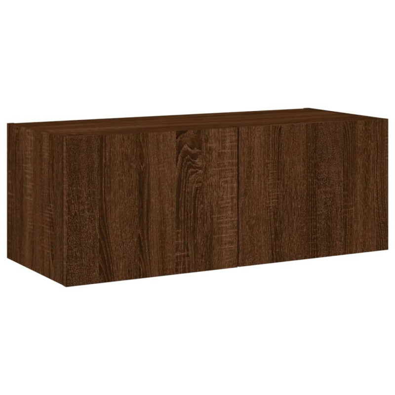 Ścienna szafka TV z LED, brązowy dąb, 80x35x31 cm