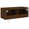 Ścienna szafka TV z LED, brązowy dąb, 80x35x31 cm