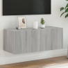 Ścienna szafka TV z LED, szary dąb sonoma, 80x35x31 cm