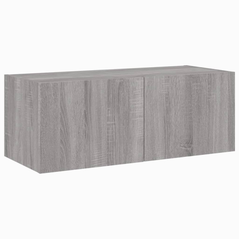 Ścienna szafka TV z LED, szary dąb sonoma, 80x35x31 cm