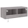 Ścienna szafka TV z LED, szary dąb sonoma, 80x35x31 cm