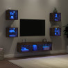 7-częściowy zestaw mebli TV z LED, przydymiony dąb