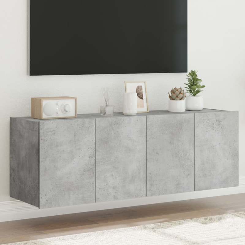 Ścienne szafki TV z LED, 2 szt., szarość betonu, 60x35x41 cm