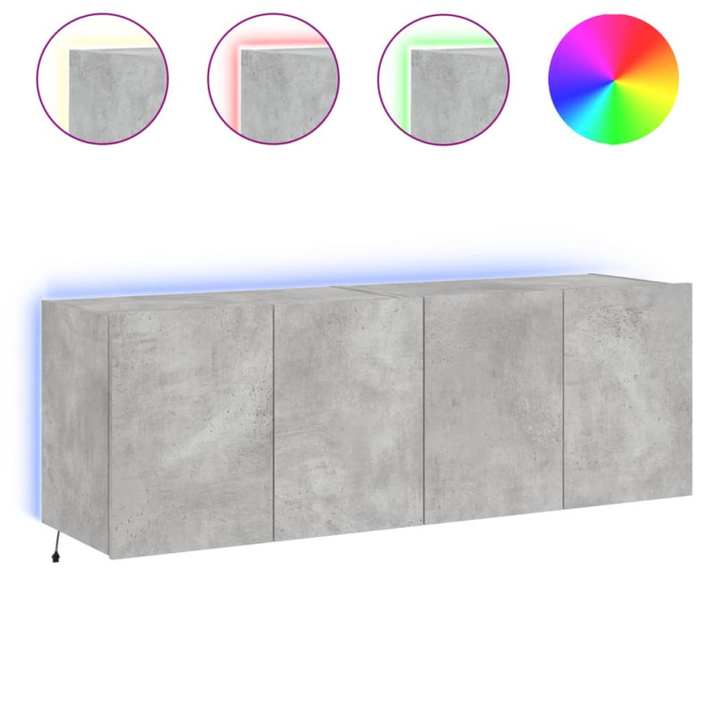 Ścienne szafki TV z LED, 2 szt., szarość betonu, 60x35x41 cm