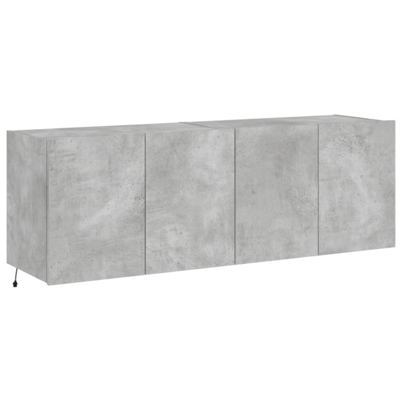 Ścienne szafki TV z LED, 2 szt., szarość betonu, 60x35x41 cm