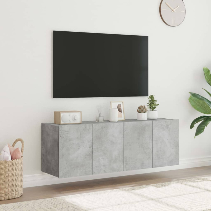Ścienne szafki TV z LED, 2 szt., szarość betonu, 60x35x41 cm