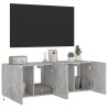Ścienne szafki TV z LED, 2 szt., szarość betonu, 60x35x41 cm