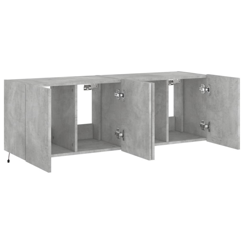 Ścienne szafki TV z LED, 2 szt., szarość betonu, 60x35x41 cm