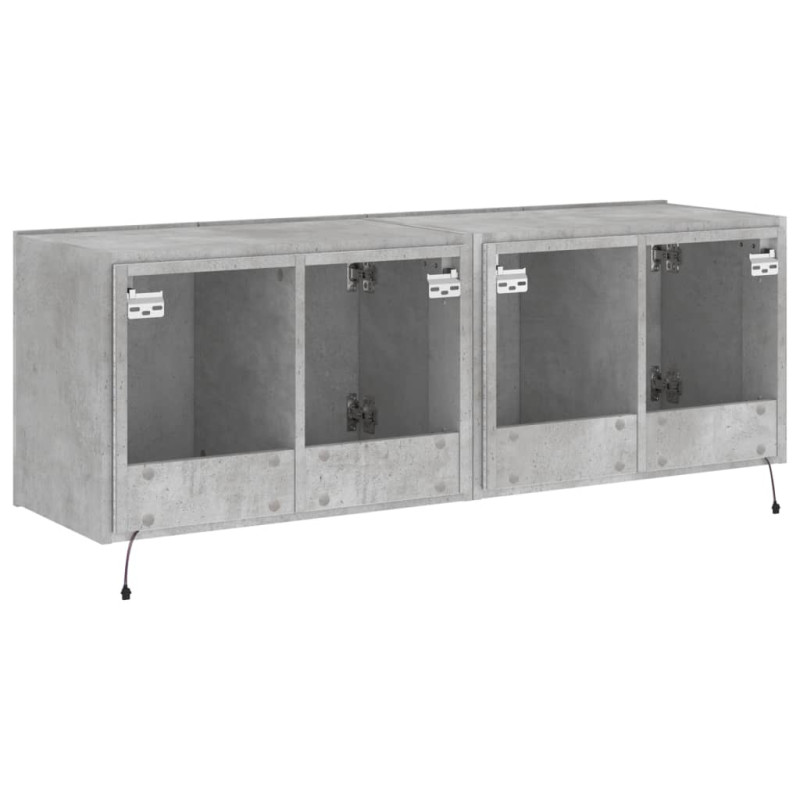 Ścienne szafki TV z LED, 2 szt., szarość betonu, 60x35x41 cm