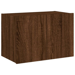 Ścienna szafka TV z LED, brązowy dąb, 60x35x41 cm