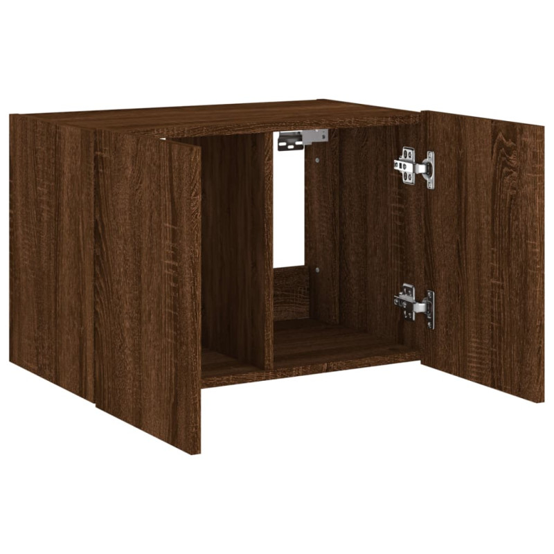 Ścienna szafka TV z LED, brązowy dąb, 60x35x41 cm