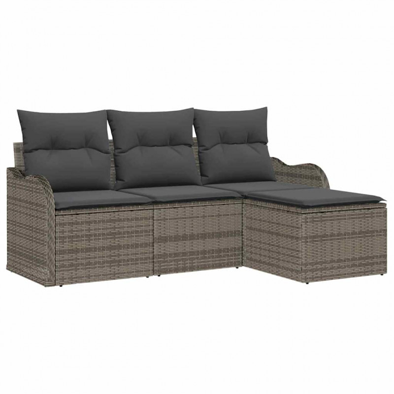Zestaw Sof na Ogród z przechowywaniem 4 pcs Szary polirattan