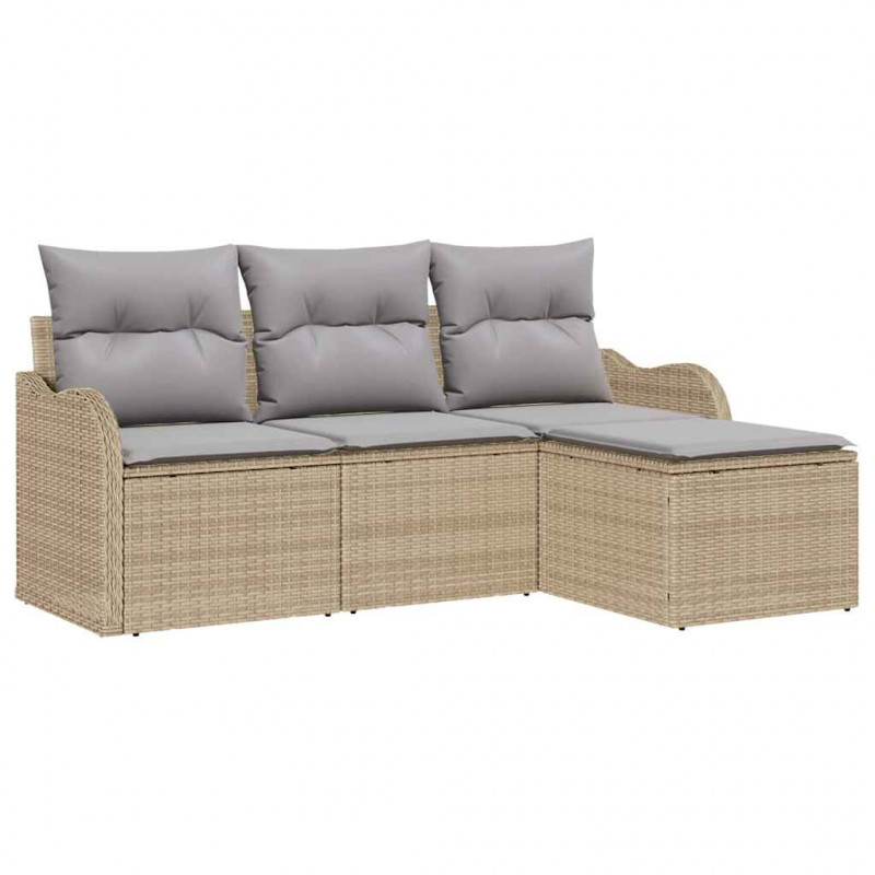 Zestaw Sof na Ogród z przechowywaniem 4 pcs Beżowy polirattan