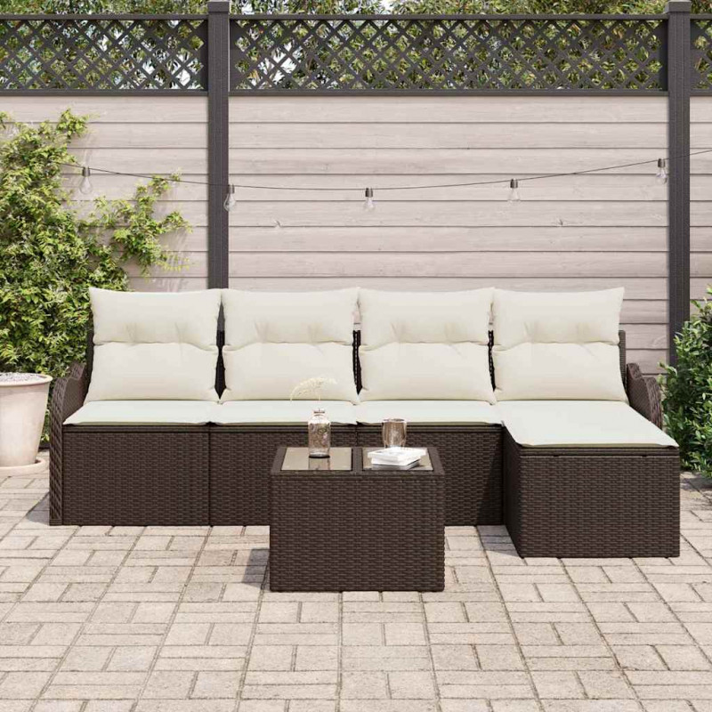 Zestaw Sof na Ogród z przechowywaniem 6 pcs Szary polirattan