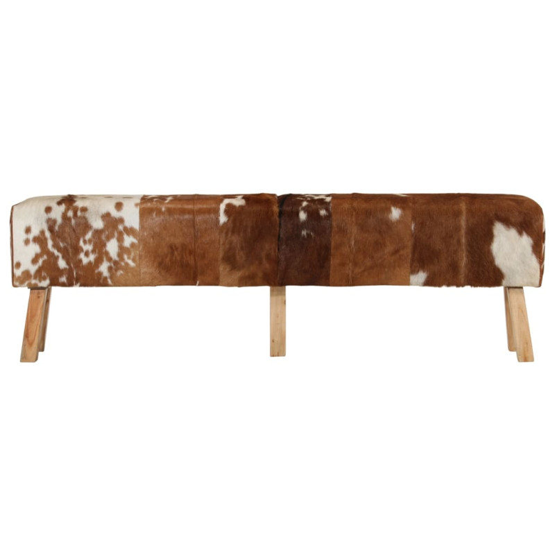 Ławka brązowo-biała, 160x28x50 cm, naturalna kozia skóra