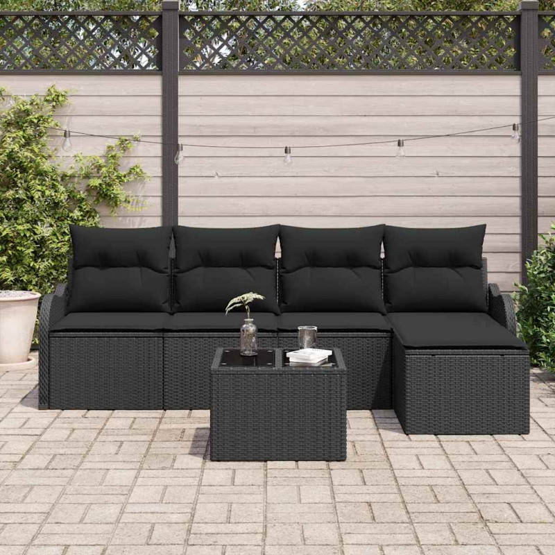 Zestaw Sof na Ogród z poduszką 6 pcs Beżowy Polirattan