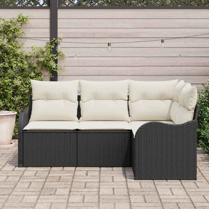 Zestaw Sof na Ogród z przechowywaniem 4 pcs Czarny polirattan