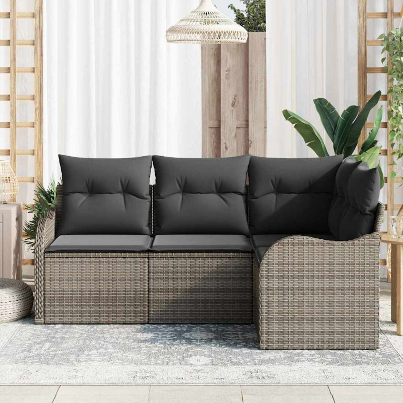 Zestaw Sof na Ogród z przechowywaniem 4 pcs Szary polirattan