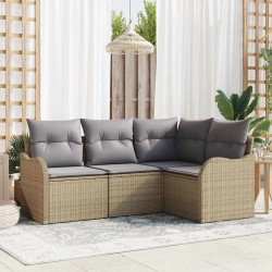 Zestaw Sof na Ogród z przechowywaniem 4 pcs Beżowy polirattan