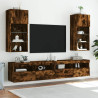 Szafki TV, z LED, 2 szt., przydymiony dąb, 40,5x30x90 cm