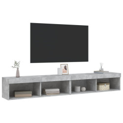 Szafki TV, z LED, 2 szt., szarość betonu, 100x30x30 cm