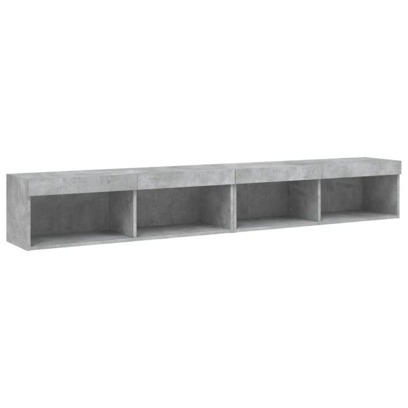Szafki TV, z LED, 2 szt., szarość betonu, 100x30x30 cm