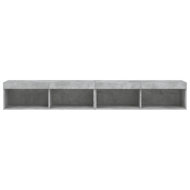 Szafki TV, z LED, 2 szt., szarość betonu, 100x30x30 cm