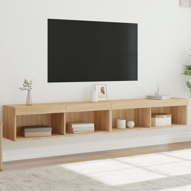 Szafki TV, z LED, 2 szt., kolor dąb sonoma, 100x30x30 cm