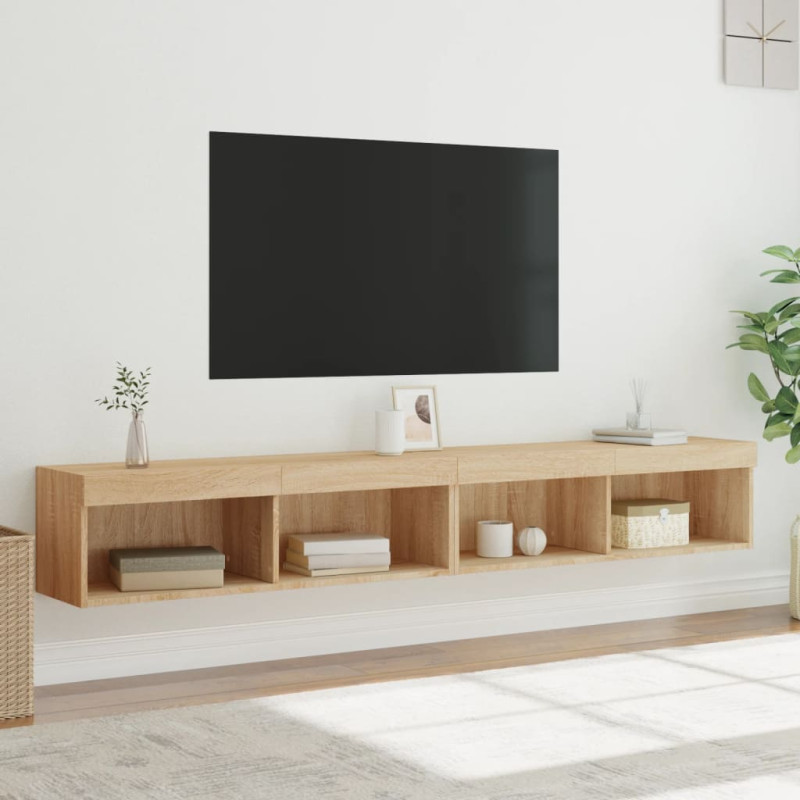Szafki TV, z LED, 2 szt., kolor dąb sonoma, 100x30x30 cm