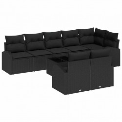 Zestaw Sof na Ogród z poduszką 9 pcs Czarny polirattan