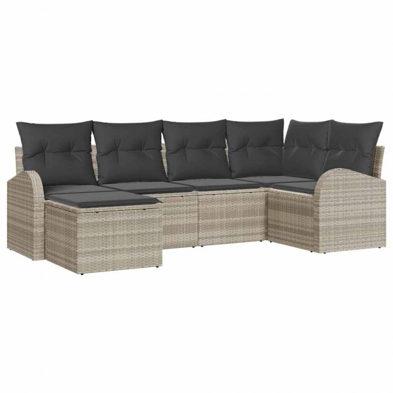 Zestaw Sof z poduszką 6 pcs Jasnoszary polirattan