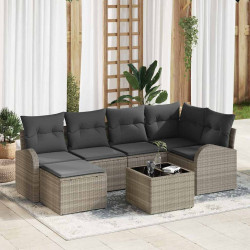 Zestaw Sof z poduszką 7 pcs Jasnoszary polirattan