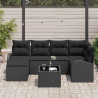 Zestaw Sof z poduszką z przechowywaniem 7 pcs Czarny polirattan