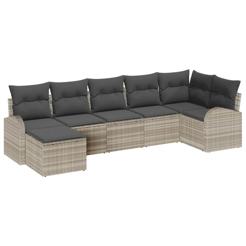 Zestaw Sof z poduszką 7 pcs Jasnoszary polirattan