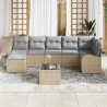 Zestaw Sof z poduszką z przechowywaniem 8 pcs Beżowy polirattan