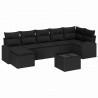 Zestaw Sof z poduszką z przechowywaniem 8 pcs Czarny polirattan