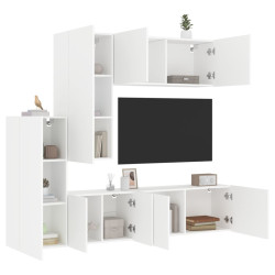 5-częściowy zestaw mebli TV, biały, materiał drewnopochodny