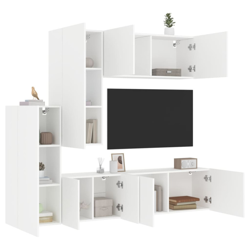 5-częściowy zestaw mebli TV, biały, materiał drewnopochodny